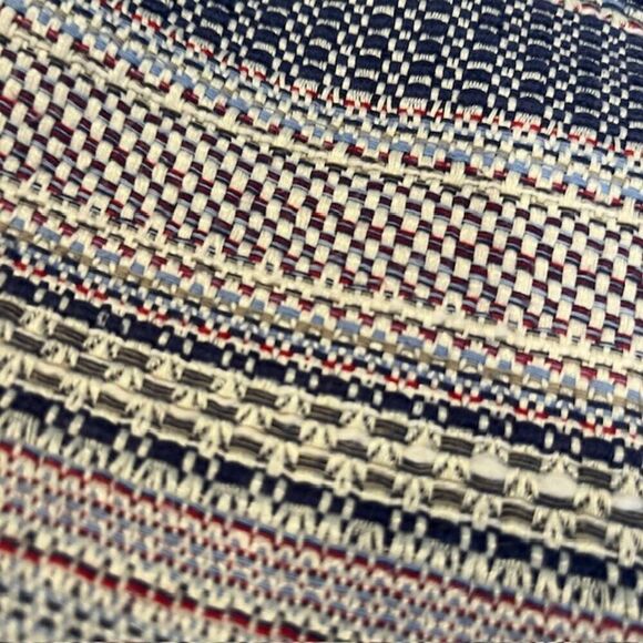 Halogen Tweed Textured Skirt Navy Natural Stripe Lined Back Zip Size 16 - Picture 6 of 10